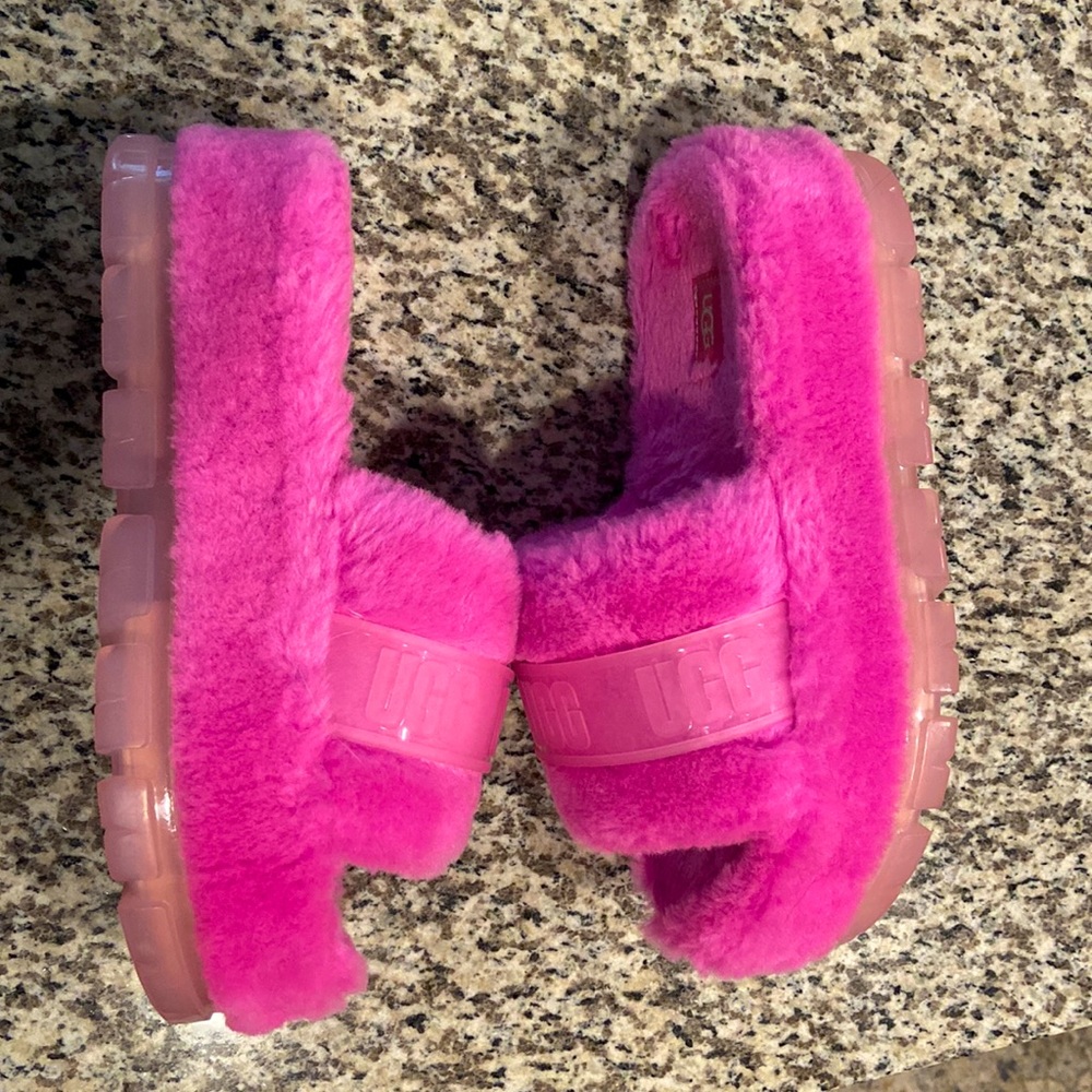 UGG Pink Fluffy Slippers - Picture 3 of 4
